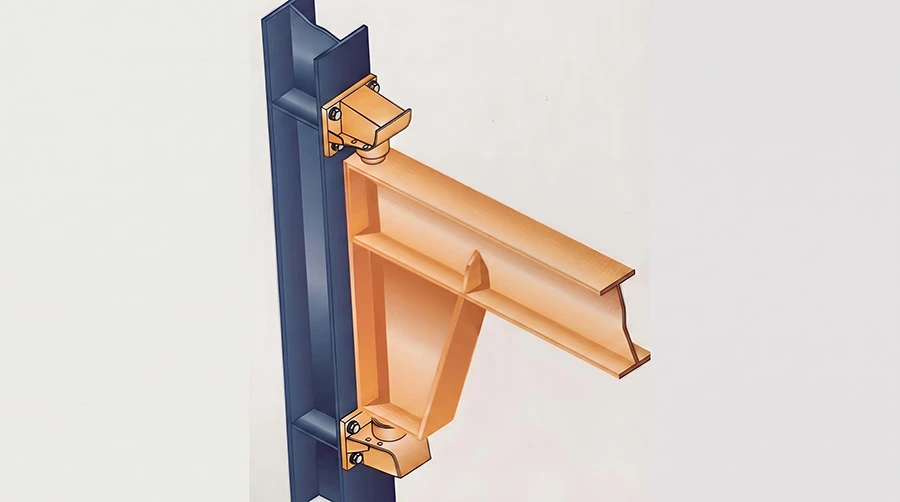 Steel I-beam boom cross-section showing profile height and flange thickness for jib crane stiffness Steel I-beam boom cross-section showing profile height and flange thickness for jib crane stiffness