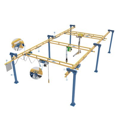 Żuraw jednoszynowy z zawieszeniem